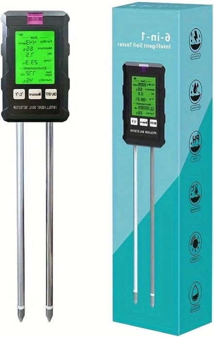 Bodemtester 6-in-1 - Bodemvochtmeter pH-meter - Plantenverzorging Thuis - Meet Vocht pH Temperatuur - One Size - Niet gespecificeerd