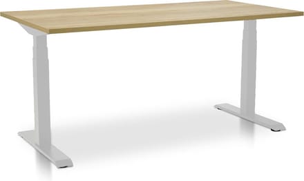 Zit-sta bureau elektrisch verstelbaar - MRC PRO NEN-EN 527 | 140 x 80 cm - frame wit - robuust eiken | memory functie met USB | 150kg draagvermogen