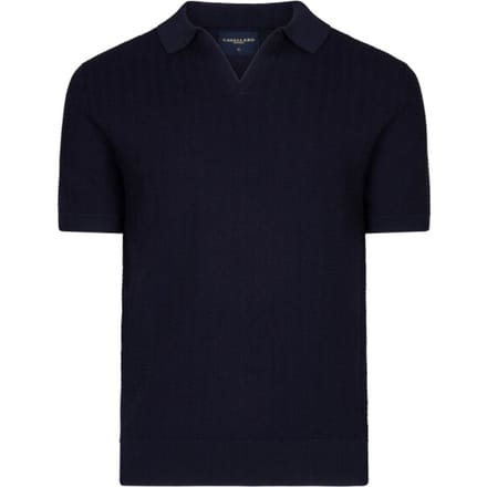 Cavallaro Napoli Polo Mironi Herringbone Texture Donker Blauw / male