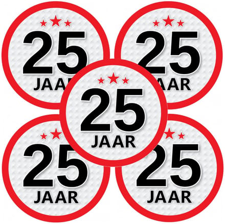 25 jaar leeftijd sticker - 10x - rond - Dia 15 cm - 25 jaar verjaardag - jubileum - leeftijd versiering