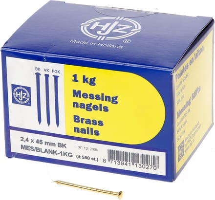 Hjz Messing nagels bombe kop 2.4 x 45mm 1kg
