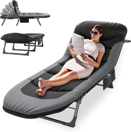 Opvouwbaar Campingbed met Matras - Verstelbare Rugleuning XXL Lounger