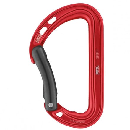 Petzl Spirit Bent snapper karabiner met keylock systeem rood