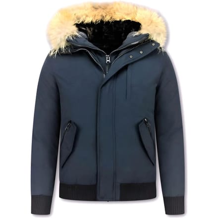 Enos Korte winterjas met bontkraag