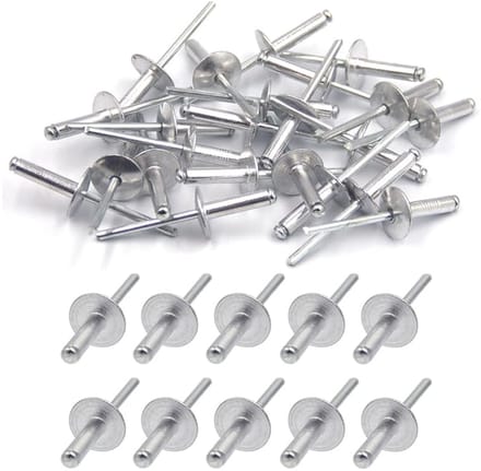 100 Aluminium Blindklinknagels met Grote Flens - 4,8 mm - Verpakking van 100 Stuks