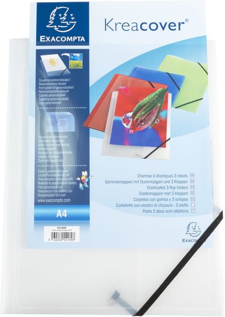 Exacompta 25x Kreacover® elastomap met 3 kleppen - ondoorschijnende PP 5/10de- A4 - Kleurloos - 55188E