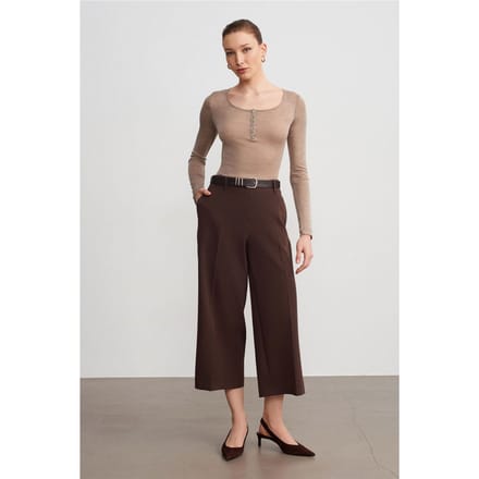 Hoog-Waisted Ceintuur Crepe Culottes