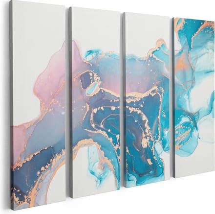 Artaza Canvas Schilderij Vierluik Abstracte Kunst van Marmer - 80x60 - Foto Op Canvas - Canvas Print