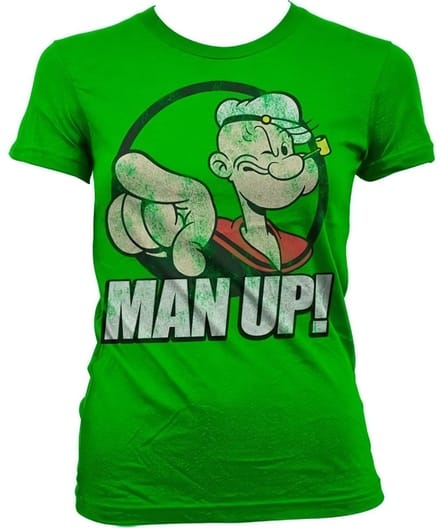 Popeye Man Up! Girly T-shirt voor dames, groen
