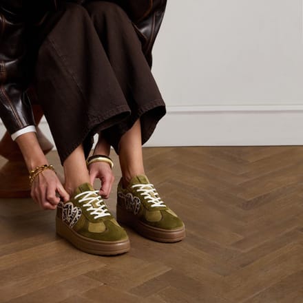 Manfield - Dames - Groene suède sneakers - Maat 38