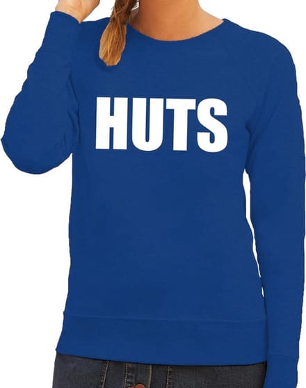 HUTS tekst sweater blauw dames - dames trui HUTS S