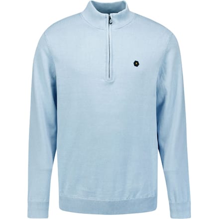 No Excess Pullover Half Zipper Solid Knit Dusty Blue Größe: M | Turtlenecks Outlet | Herren | Blau