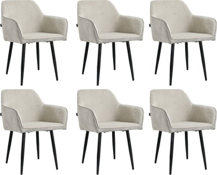 Lina® Tony Eetkamerstoel - Licht Grijs - Set van 6 - Ribstof