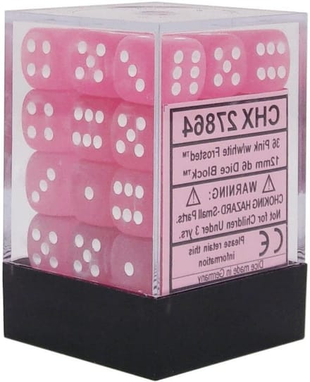 Dadi D6 Frosted Roze/Wit (36)