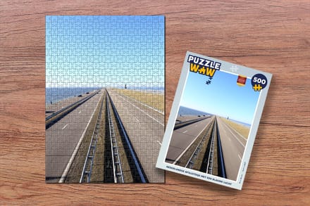 Puzzel Nederlandse Afsluitdijk met een blauwe lucht - Legpuzzel - Puzzel 500 stukjes