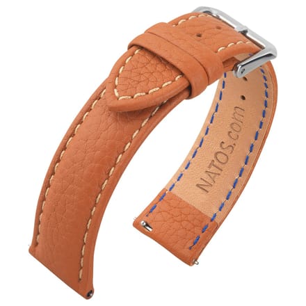 Lederen Horlogebandje Epsom Lychee Patroon Lichtbruin - 18mm