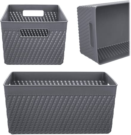 Lioni rechthoekige mand 25,5 x 16,5 x 12 cm donkergrijs