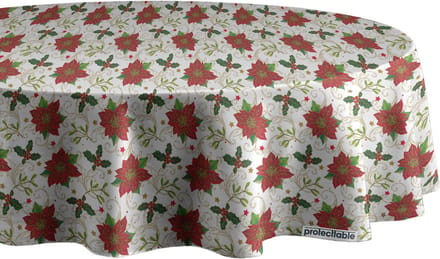 Protecttable - Rond Kerst Tafelzeil Kerstbloem Rood Ø138cm - Tafelkleed Afwasbaar - Kunststof