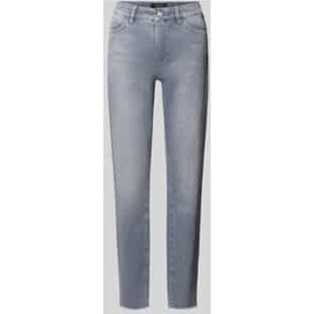 High waist slim fit jeans met labelpatch