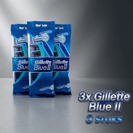 Voordeelverpakking van 3 x Gillette Blue II wegwerp scheermesjes 5st.