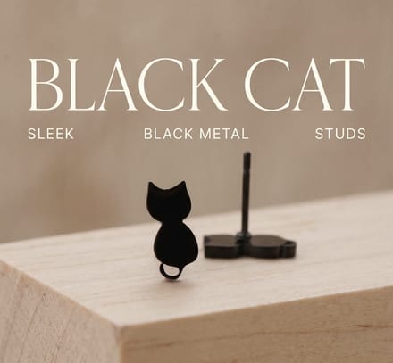 Vibe - kat - zwart - oorbellen - oorknop - juweel - geschenk