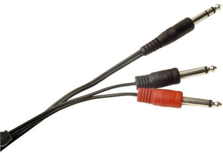 6,35mm Jack stereo - 2x 6,35mm Jack mono kabel - 2 meter