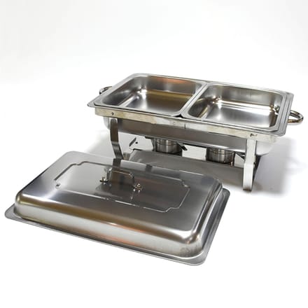 Buffet Warmer Server 2 Bak Chafing Dish Buffet Set Roestvrij Staal Voedselwarmer voor Hotel gray