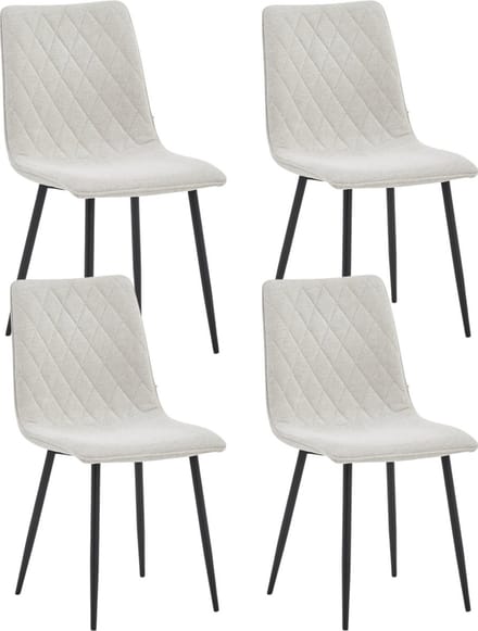 Colenis® - Elise Eetkamerstoel - Set Van 4 - Gebroken Wit - Linnen Stof- Industrieel