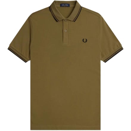 Fred Perry Zwart Dubbelpuntkraag Donkerbruin Poloshirt