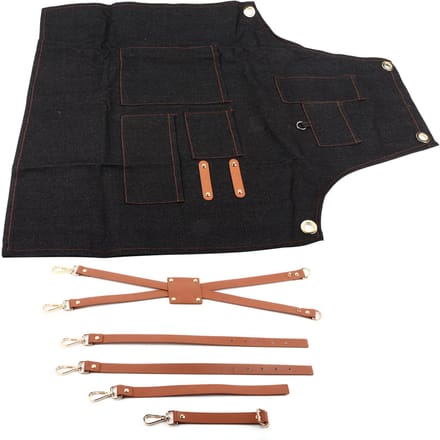 Denim Schort met Leren Band Bakker Barman BBQ Chef Werk Kook Uniform A black