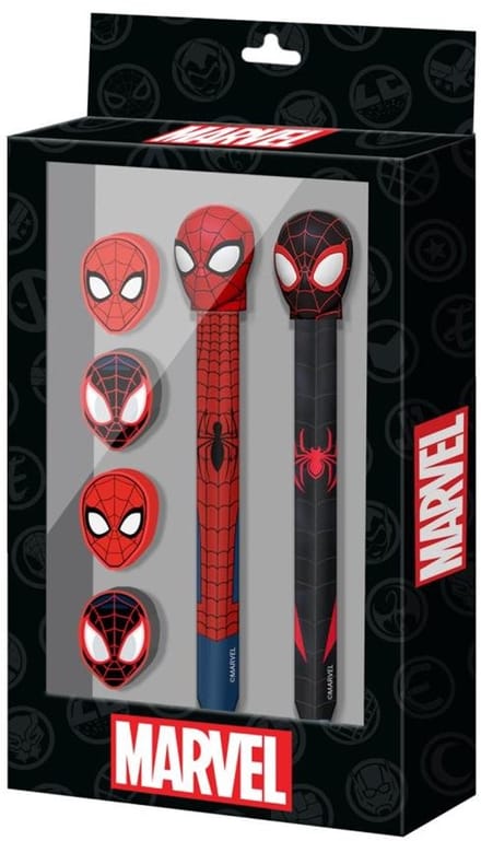 Karactermania - Marvel Spiderman - Pack van Uitwisbare Gelpen - Potlood - 4 Gommen - Rood
