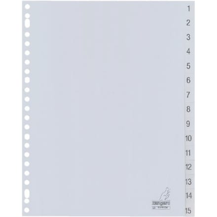 Kangaro tabbladen - A4 - PP 120 micron - grijs - 23-gaats - 15-delig cijfers
