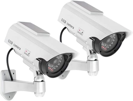 Set van 2 Buiten & Binnen Dummy Camera's met Zonnepaneel LED en Muurbeugel