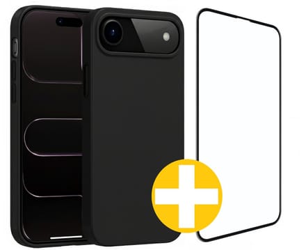 Hoesje en Screenprotector Combi Geschikt Voor iPhone 17 AIR - Zwart Hoesje + Premium Screenprotector