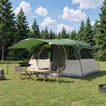 vidaXL - Tunneltent - 10-persoons - Groen - Polyester - en - Staal