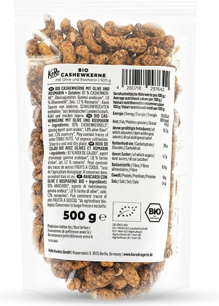 KoRo | Bio cashewnoten met olijf en rozemarijn 500 g