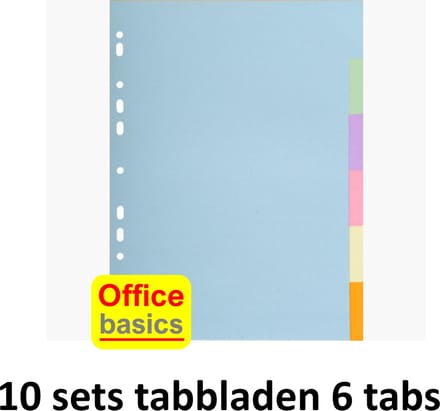 10 x Office Basics Tabbladen - 6 tabs - karton - beschrijfbaar