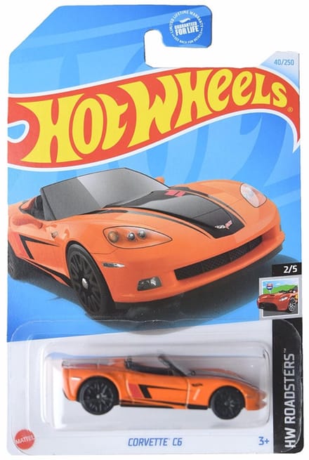 HOT WHEELS CORVETTE C6 ORANGE 40/250 1:64 HW ROADSTERS 2/5 LONG CARD
