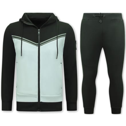Traningspak Heren - Heren Joggingpak - 147 - Zwart/Wit