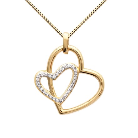 Montebello Ketting Ravenea - 925 Zilver Goudverguld - Hart - 25x30mm - 45cm