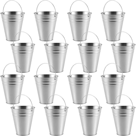 16 Pack Mini Gegalvaniseerde Metalen Emmers voor Feestgunsten en Decoratie