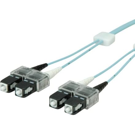EasyLan glasvezel LED patchkabel duplex 50/125µm OM3, SC/SC, turkoois, 3 m