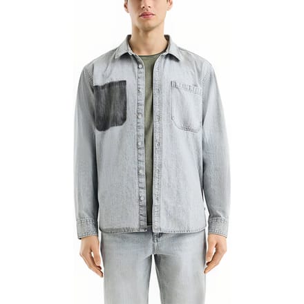 s.Oliver -qs Shirt Grey Denim Maat: S | Casual Overhemden Outlet | Heren | Grijs
