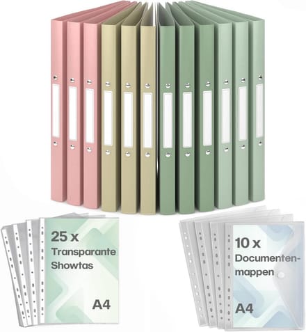 Ringmap Set - Document Mappen - Documenten Organiseren - Op Natuur Geïnspireerd - 12 Stuks A4 - Aarde