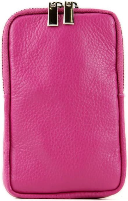 Bijoutheek Tas Italiaanse leren dames schouder-/mobiele telefoon  Fuchsia