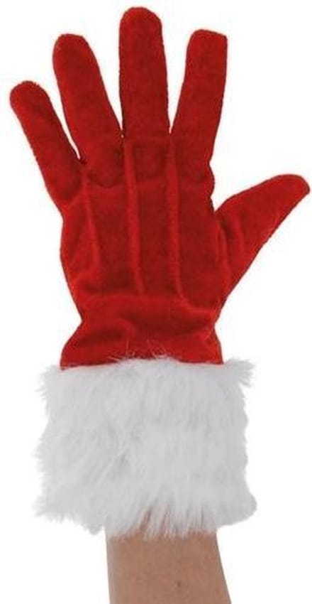Witbaard Kersthandschoenen - Unisex polyester rood/wit - Maat M