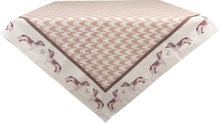 Clayre & Eef Tafelkleed 100x100 cm Bruin Katoen Teckel