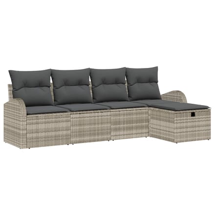 vidaXL - Bankstel - 5 - st - Lichtgrijs - poly - rattan