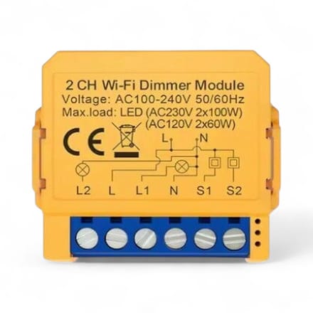 Slimme inbouw dimmer module | Wifi | App bediening | Standalone installatie | Programmeerbare schema’s | Compact ontwerp | Wit