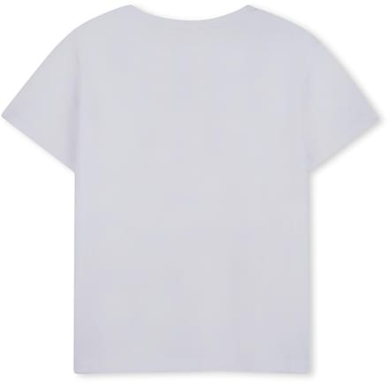 Meisjes T-shirt wit met glitterprint flamingo 110